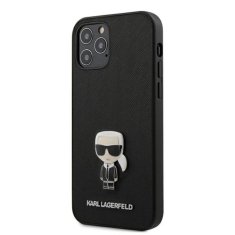 Karl Lagerfeld Karl Lagerfeld Saffiano s pinom Ikonik - Ohišje za iPhone 12 / iPhone 12 Pro (črno)