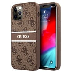 Guess Guess 4G Potiskano ohišje s črto za iPhone 12 / iPhone 12 Pro (rjavo)