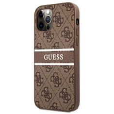 Guess Guess 4G Potiskano ohišje s črto za iPhone 12 / iPhone 12 Pro (rjavo)