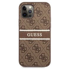 Guess Guess 4G Potiskano ohišje s črto za iPhone 12 / iPhone 12 Pro (rjavo)