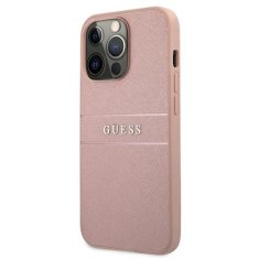 Guess Guess Saffiano Metal Logo Stripes - Ohišje za iPhone 13 Pro Max (roza)