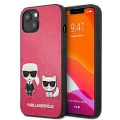 Karl Lagerfeld Karl Lagerfeld PU usnje z reliefom Karl &amp; Choupette - etui za iPhone 13 (fuksija)