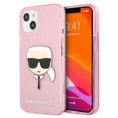 Karl Lagerfeld Karl Lagerfeld Karl's Head Glitter - ohišje za iPhone 13 Mini (roza)