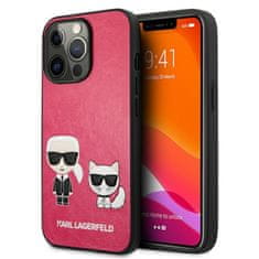 Karl Lagerfeld Karl Lagerfeld PU usnje z reliefom Karl &amp; Choupette - ohišje za iPhone 13 Pro Max (fuksija)