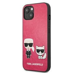 Karl Lagerfeld Karl Lagerfeld PU usnje z reliefom Karl &amp; Choupette - etui za iPhone 13 (fuksija)