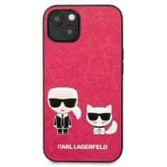 Karl Lagerfeld Karl Lagerfeld PU usnje z reliefom Karl &amp; Choupette - etui za iPhone 13 (fuksija)