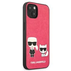 Karl Lagerfeld Karl Lagerfeld PU usnje z reliefom Karl &amp; Choupette - etui za iPhone 13 (fuksija)