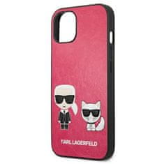 Karl Lagerfeld Karl Lagerfeld PU usnje z reliefom Karl &amp; Choupette - etui za iPhone 13 (fuksija)