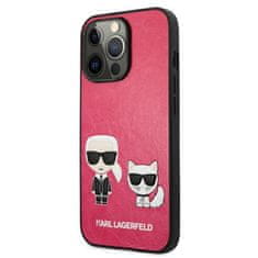 Karl Lagerfeld Karl Lagerfeld PU usnje z reliefom Karl &amp; Choupette - ohišje za iPhone 13 Pro Max (fuksija)