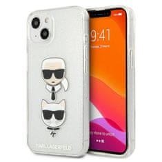 Karl Lagerfeld Karl Lagerfeld Glitter Karl &amp; Choupette Head - ovitek za iPhone 13 mini (srebrn)