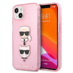 Karl Lagerfeld Karl Lagerfeld Glitter Karl &amp; Choupette Head - etui za iPhone 13 mini (roza)