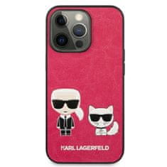 Karl Lagerfeld Karl Lagerfeld PU usnje z reliefom Karl &amp; Choupette - ohišje za iPhone 13 Pro Max (fuksija)