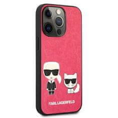 Karl Lagerfeld Karl Lagerfeld PU usnje z reliefom Karl &amp; Choupette - ohišje za iPhone 13 Pro Max (fuksija)