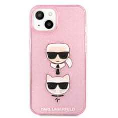 Karl Lagerfeld Karl Lagerfeld Glitter Karl &amp; Choupette Head - etui za iPhone 13 mini (roza)