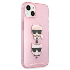 Karl Lagerfeld Karl Lagerfeld Glitter Karl &amp; Choupette Head - etui za iPhone 13 mini (roza)