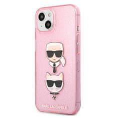 Karl Lagerfeld Karl Lagerfeld Glitter Karl &amp; Choupette Head - etui za iPhone 13 mini (roza)