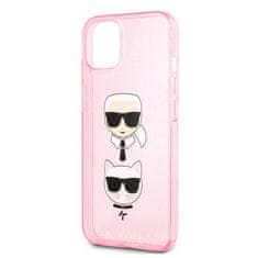 Karl Lagerfeld Karl Lagerfeld Glitter Karl &amp; Choupette Head - etui za iPhone 13 mini (roza)