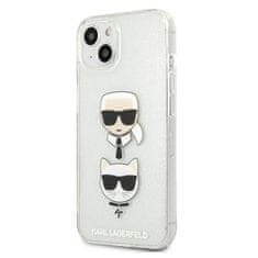 Karl Lagerfeld Karl Lagerfeld Glitter Karl &amp; Choupette Head - ovitek za iPhone 13 mini (srebrn)