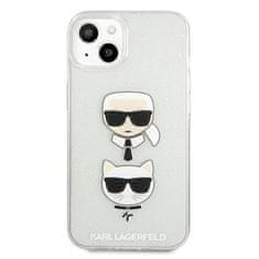 Karl Lagerfeld Karl Lagerfeld Glitter Karl &amp; Choupette Head - ovitek za iPhone 13 mini (srebrn)