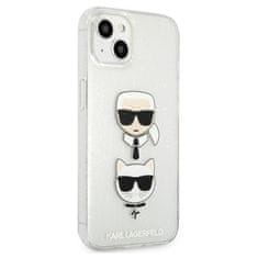 Karl Lagerfeld Karl Lagerfeld Glitter Karl &amp; Choupette Head - ovitek za iPhone 13 mini (srebrn)