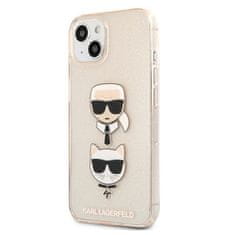 Karl Lagerfeld Karl Lagerfeld Glitter Karl &amp; Choupette Head - ovitek za iPhone 13 mini (zlat)