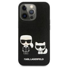 Karl Lagerfeld Karl Lagerfeld PU usnje z reliefom Karl &amp; Choupette - etui za iPhone 13 Pro (črno)