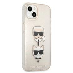 Karl Lagerfeld Karl Lagerfeld Glitter Karl &amp; Choupette Head - ovitek za iPhone 13 mini (zlat)