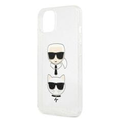 Karl Lagerfeld Karl Lagerfeld Glitter Karl &amp; Choupette Head - ovitek za iPhone 13 mini (srebrn)