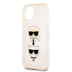 Karl Lagerfeld Karl Lagerfeld Glitter Karl &amp; Choupette Head - ovitek za iPhone 13 mini (zlat)