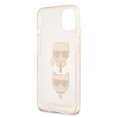 Karl Lagerfeld Karl Lagerfeld Glitter Karl &amp; Choupette Head - ovitek za iPhone 13 mini (zlat)