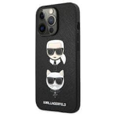 Karl Lagerfeld Karl Lagerfeld Saffiano Karl &amp; Choupette Embossed Heads - Ohišje za iPhone 13 Pro Max (črno)