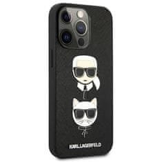 Karl Lagerfeld Karl Lagerfeld Saffiano Karl &amp; Choupette Embossed Heads - Ohišje za iPhone 13 Pro Max (črno)