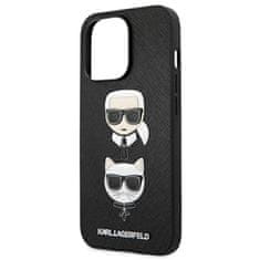 Karl Lagerfeld Karl Lagerfeld Saffiano Karl &amp; Choupette Embossed Heads - Ohišje za iPhone 13 Pro Max (črno)