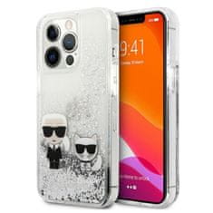 Karl Lagerfeld Karl Lagerfeld Tekoče bleščice Karl &amp; Choupette - Ohišje za iPhone 13 Pro (srebrno)