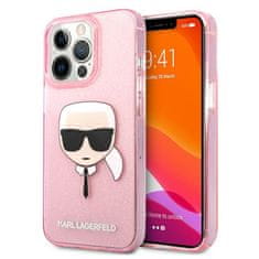 Karl Lagerfeld Karl Lagerfeld Karl's Head Glitter - ohišje za iPhone 13 Pro Max (roza)