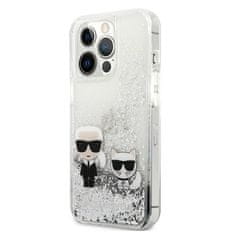 Karl Lagerfeld Karl Lagerfeld Tekoče bleščice Karl &amp; Choupette - Ohišje za iPhone 13 Pro (srebrno)