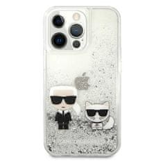 Karl Lagerfeld Karl Lagerfeld Tekoče bleščice Karl &amp; Choupette - Ohišje za iPhone 13 Pro (srebrno)