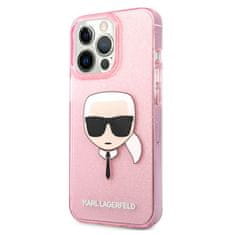 Karl Lagerfeld Karl Lagerfeld Karl's Head Glitter - ohišje za iPhone 13 Pro Max (roza)