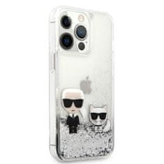 Karl Lagerfeld Karl Lagerfeld Tekoče bleščice Karl &amp; Choupette - Ohišje za iPhone 13 Pro (srebrno)