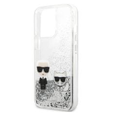 Karl Lagerfeld Karl Lagerfeld Tekoče bleščice Karl &amp; Choupette - Ohišje za iPhone 13 Pro (srebrno)