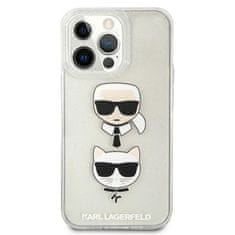 Karl Lagerfeld Karl Lagerfeld Glitter Karl &amp; Choupette Head - Ohišje za iPhone 13 Pro (srebrno)