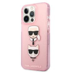 Karl Lagerfeld Karl Lagerfeld Glitter Karl &amp; Choupette Head - ohišje za iPhone 13 Pro (roza)