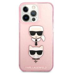 Karl Lagerfeld Karl Lagerfeld Glitter Karl &amp; Choupette Head - ohišje za iPhone 13 Pro (roza)