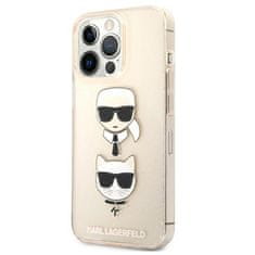 Karl Lagerfeld Karl Lagerfeld Glitter Karl &amp; Choupette Head - ohišje za iPhone 13 Pro (zlato)