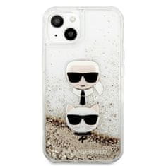 Karl Lagerfeld Karl Lagerfeld Liquid Glitter Karl &amp; Choupette Head - ovitek za iPhone 13 mini (zlat)