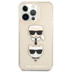 Karl Lagerfeld Karl Lagerfeld Glitter Karl &amp; Choupette Head - ohišje za iPhone 13 Pro (zlato)