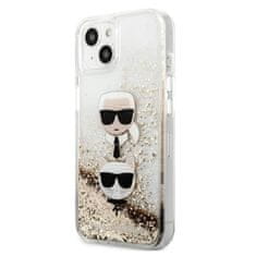 Karl Lagerfeld Karl Lagerfeld Liquid Glitter Karl &amp; Choupette Head - ovitek za iPhone 13 mini (zlat)