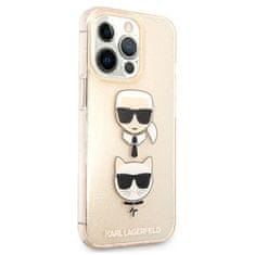 Karl Lagerfeld Karl Lagerfeld Glitter Karl &amp; Choupette Head - ohišje za iPhone 13 Pro (zlato)