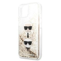 Karl Lagerfeld Karl Lagerfeld Liquid Glitter Karl &amp; Choupette Head - ovitek za iPhone 13 mini (zlat)