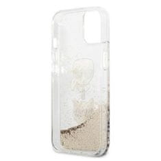 Karl Lagerfeld Karl Lagerfeld Liquid Glitter Karl &amp; Choupette Head - ovitek za iPhone 13 mini (zlat)